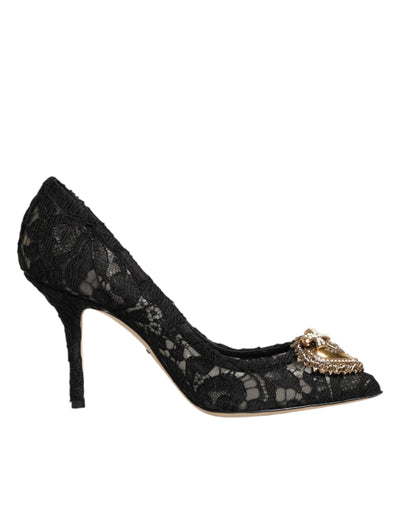 Dolce & Gabbana Black Taormina Lace DEVOTION Pumps Shoes