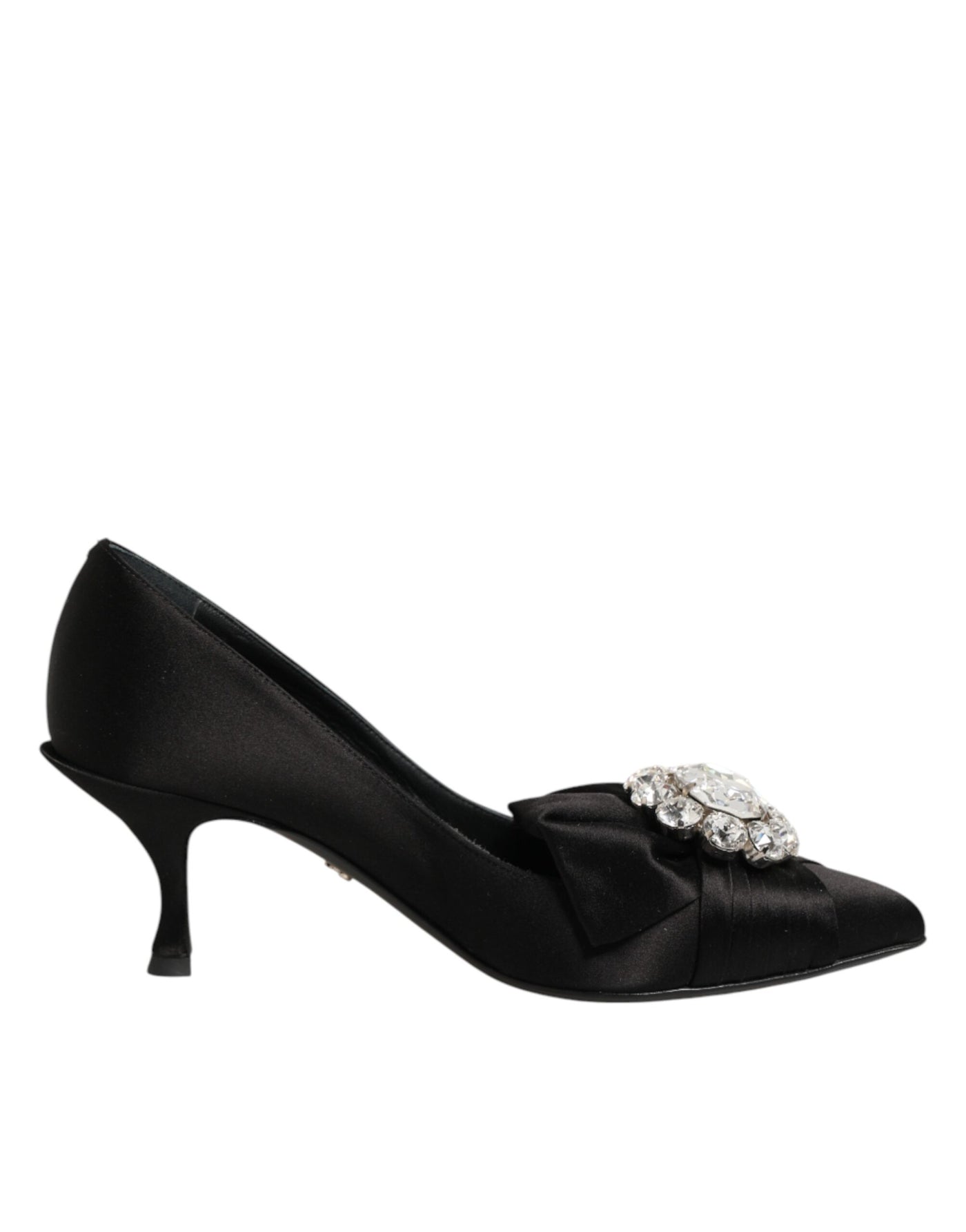 Dolce & Gabbana Black Satin Bow Crystal Embellishment Pumps Shoes