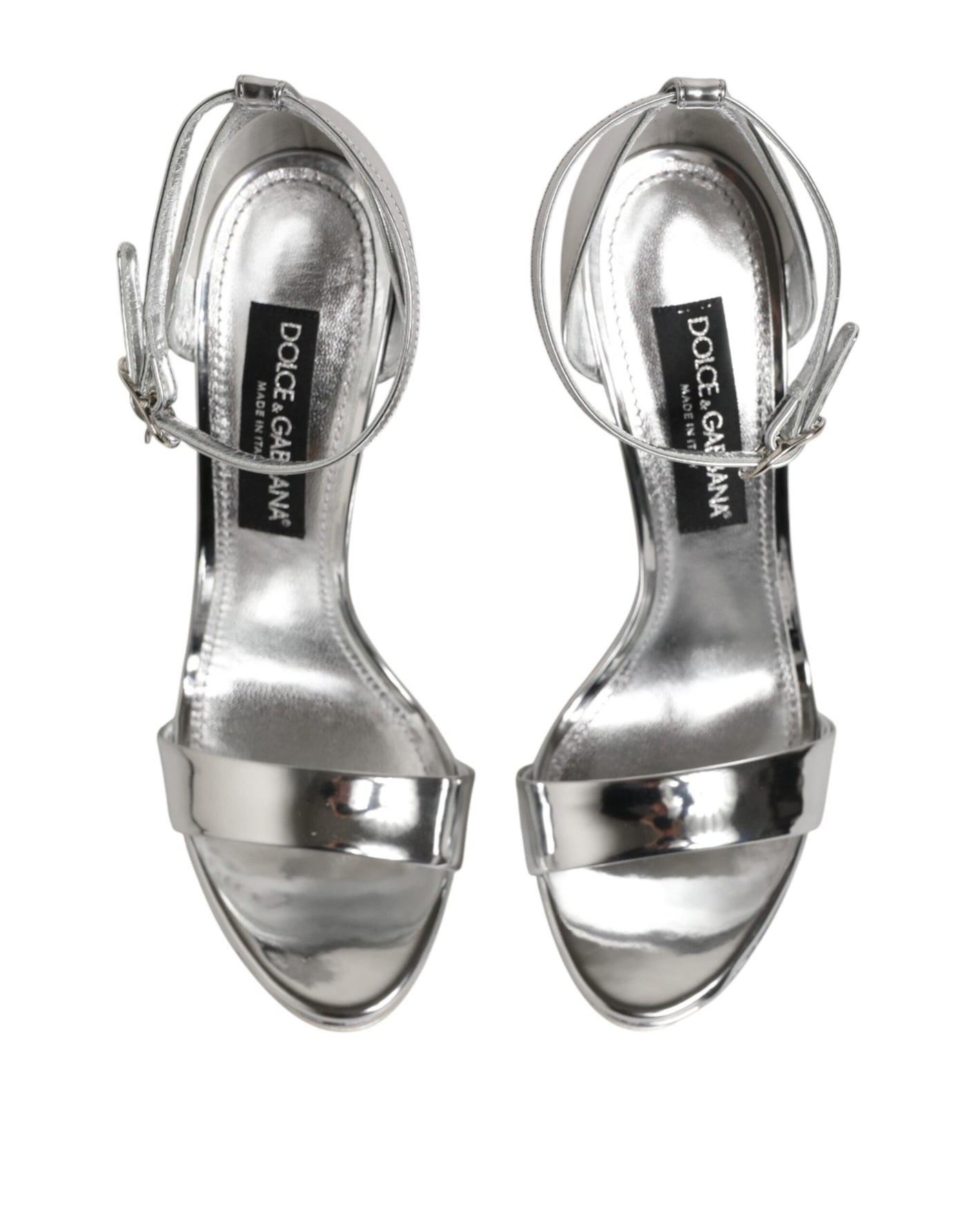 Dolce & Gabbana Silver Leather Platform Keira Sandals Shoes