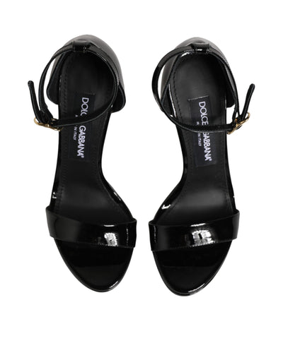 Dolce & Gabbana Black Leather Platform Keira Sandals Shoes