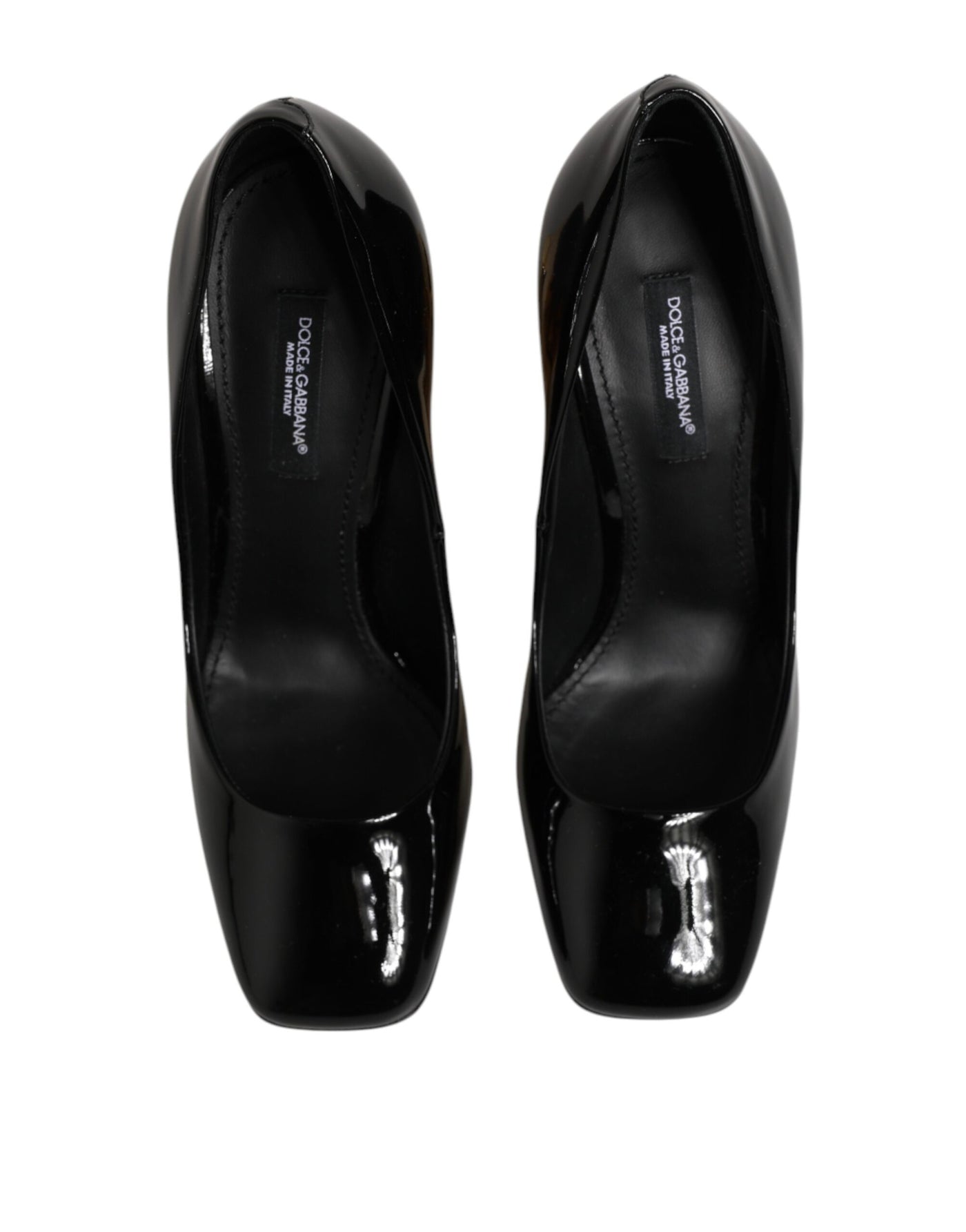 Dolce & Gabbana Black Gold Patent Leather Logo Heels Pumps Shoes