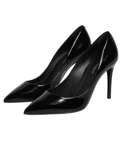 Dolce & Gabbana Black Leather Stiletto Heels Pumps Shoes