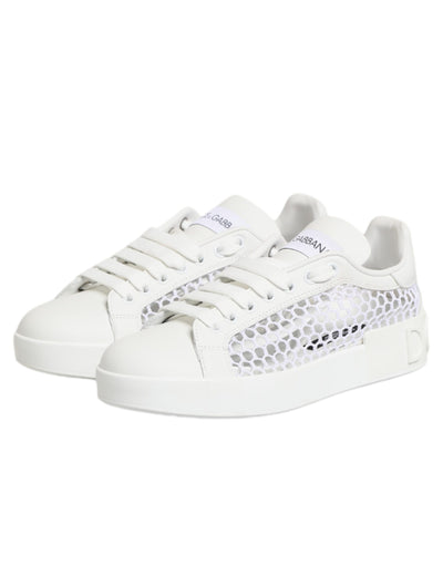Dolce & Gabbana White Mesh Inserts Low Top Sneakers Shoes