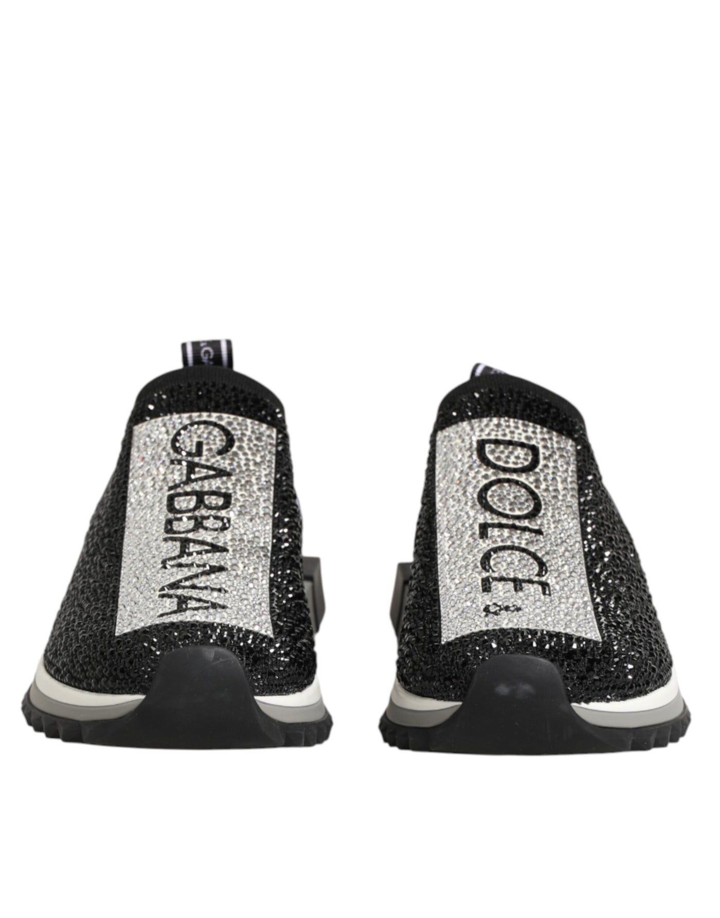 Dolce & Gabbana Black Silver Slip On Sorrento Sneakers Shoes