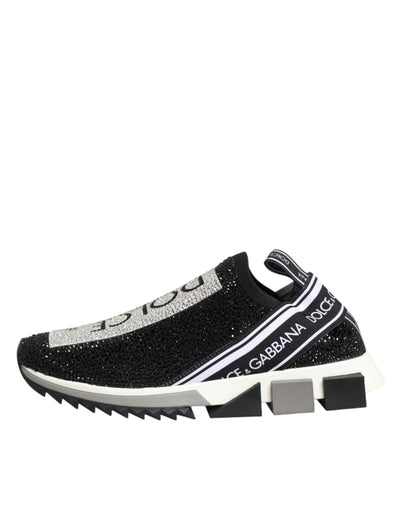 Dolce & Gabbana Black Silver Slip On Sorrento Sneakers Shoes