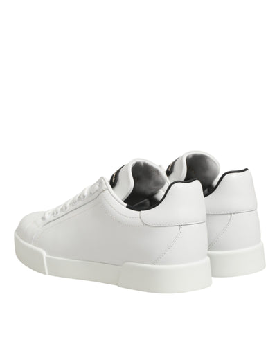 Dolce & Gabbana White Leather Lace Up Low Top Sneakers Shoes