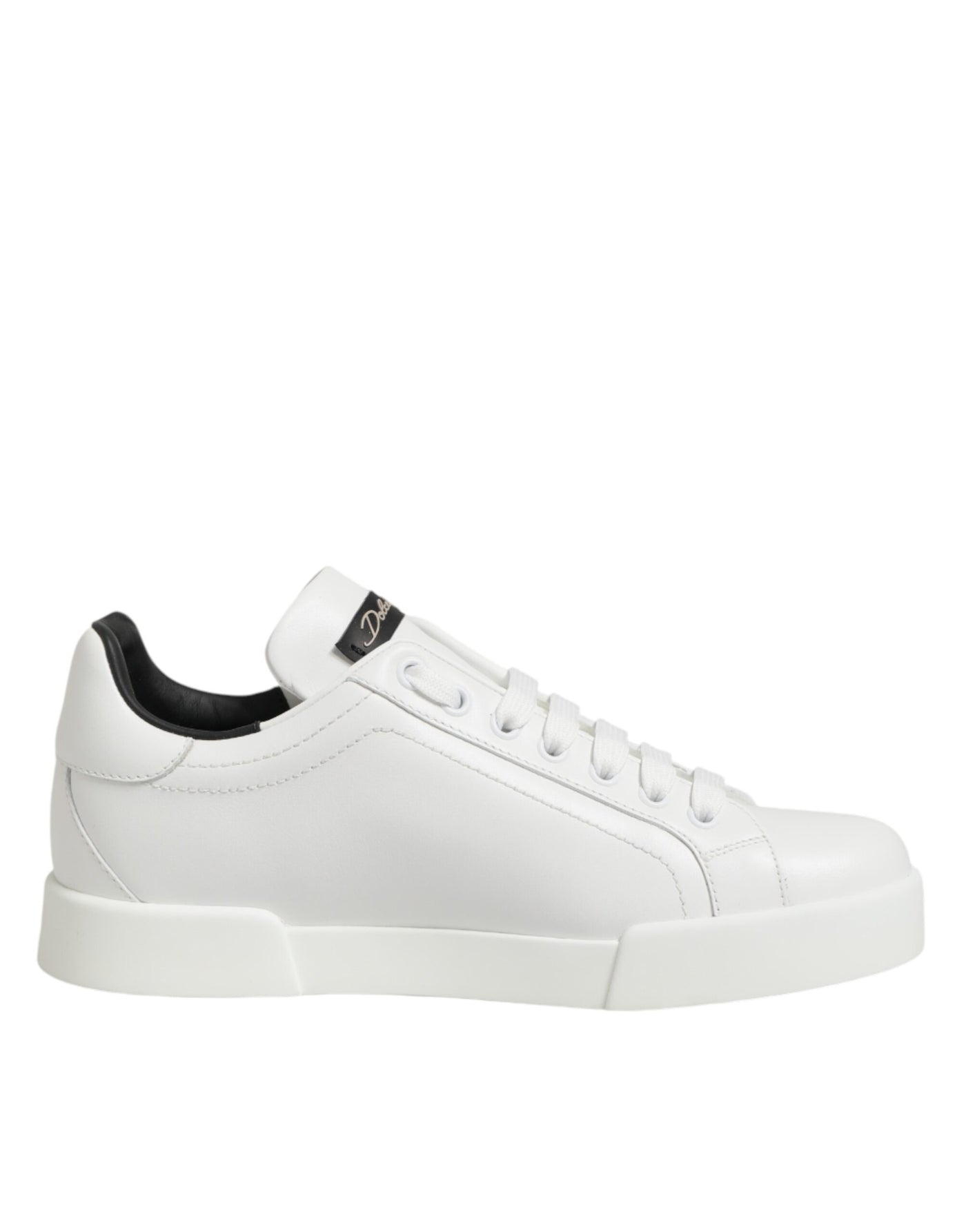 Dolce & Gabbana White Leather Lace Up Low Top Sneakers Shoes