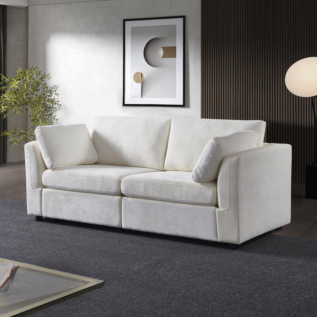 modular sofa whiten chenille fabric,  simple and grand, the seat and back is very soft. this is also a KNOCK DOWN sofa
