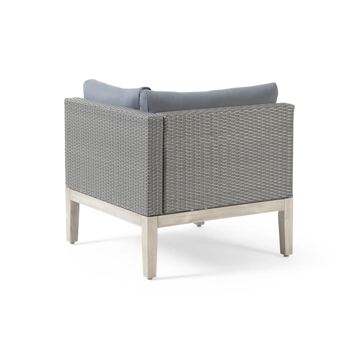Outdoor Acacia Wood and Wicker 3 Piece Sectional Sofa Set