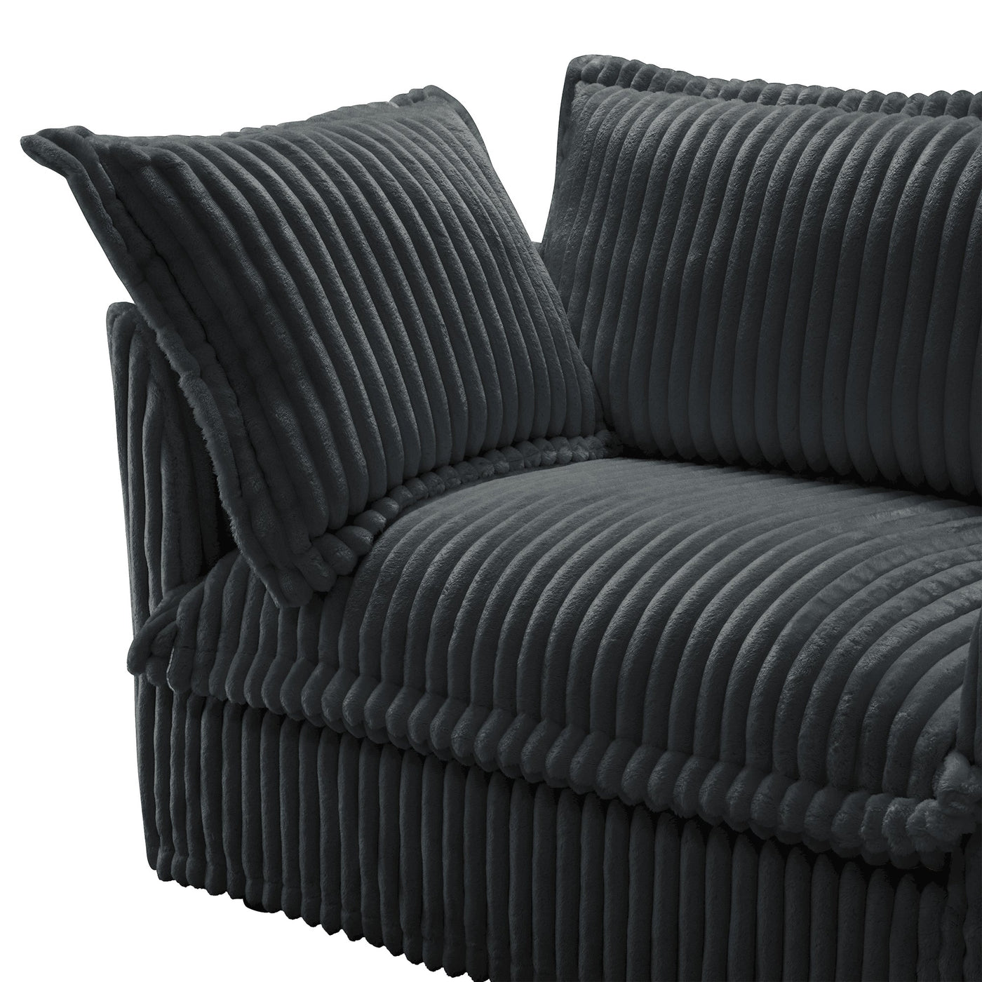 Slipcovered U Shape Sectional Wide and Deep Seat Sofa Couch, 4 Seater Sofa with French Edges Design Multiple Big Pillows, Soft Deep Seat Comfy Cloud Couch for Living Room, Apartment, Gray Corduroy