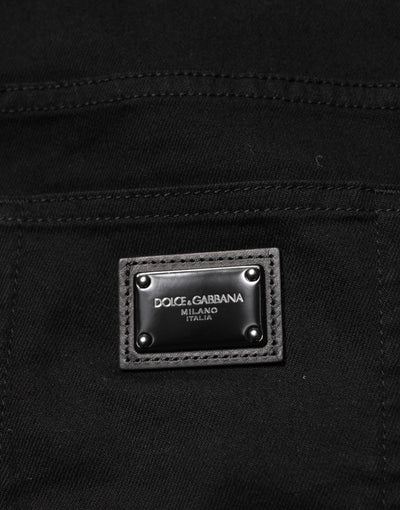 Dolce & Gabbana Black Sacred Heart Men Cotton Denim Jeans