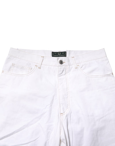 Fred Perry White Cotton Mid Waist Straight Men Denim Jeans