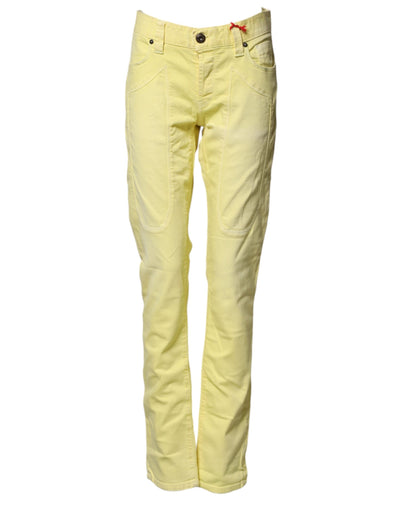 Jeckerson Yellow Mid Waist Straight Fit Men Denim Trouser Jeans