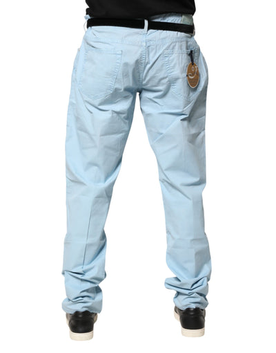 Jacob Cohen Light Blue Cotton Straight Fit Men Denim Jeans