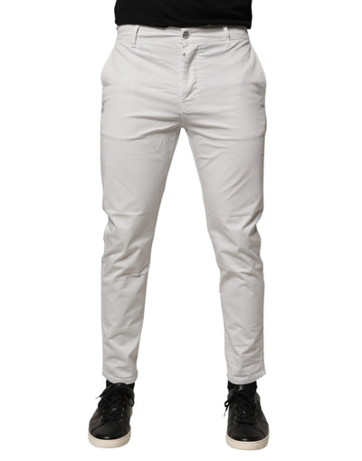 Daniele Alessandrini White Cotton Mid Waist Skinny Men Denim Jeans