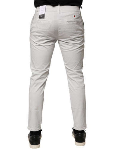 Daniele Alessandrini White Cotton Mid Waist Skinny Men Denim Jeans