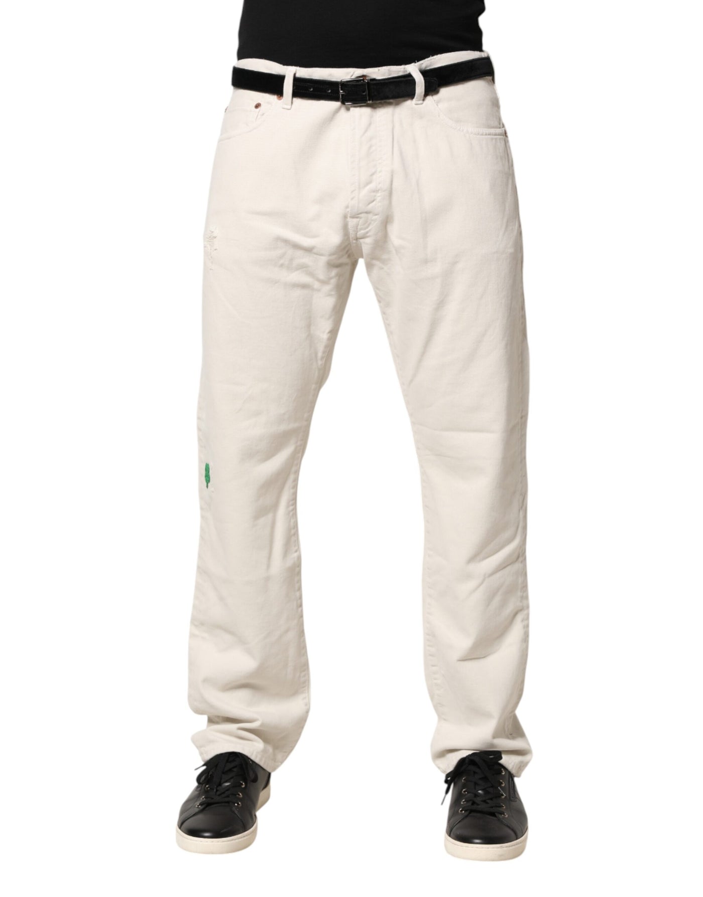 President's White Cotton Straight Mid Waist Denim Men Trouser Jeans