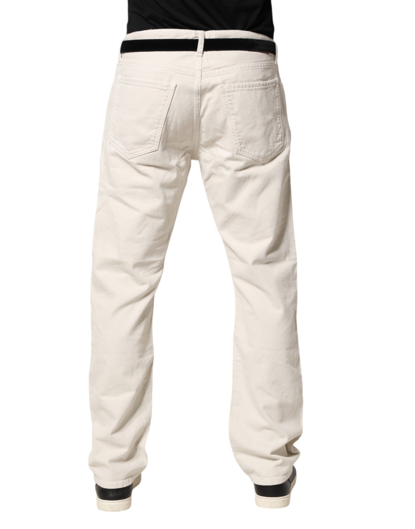 President's White Cotton Straight Mid Waist Denim Men Trouser Jeans