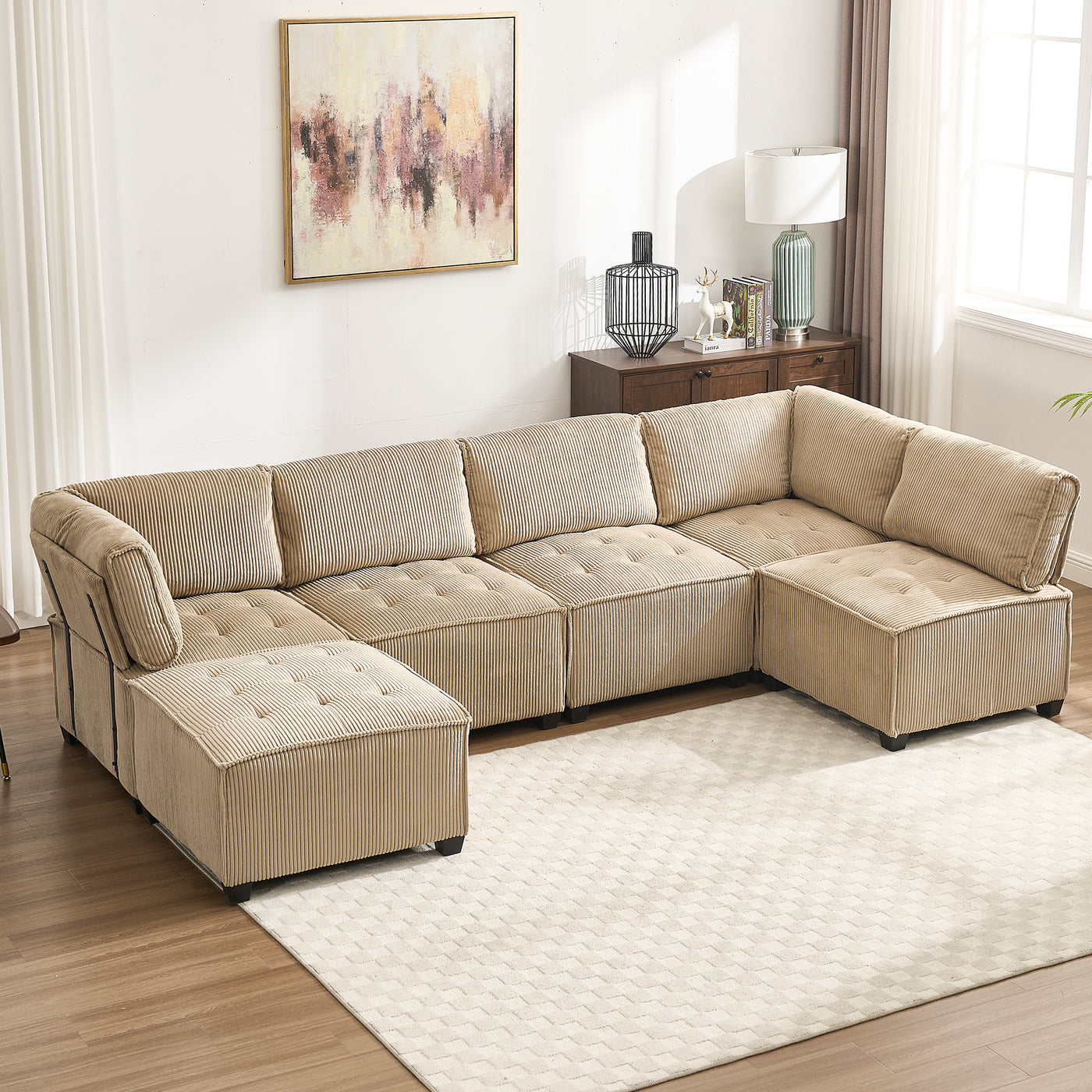 UNITED WE WIN Modular Sectional Sofa U Shaped Modular Couch with Reversible Chaise Modular Sofa Sectional Couch,6- Seat Convertible Sofa,Fit for Living Room