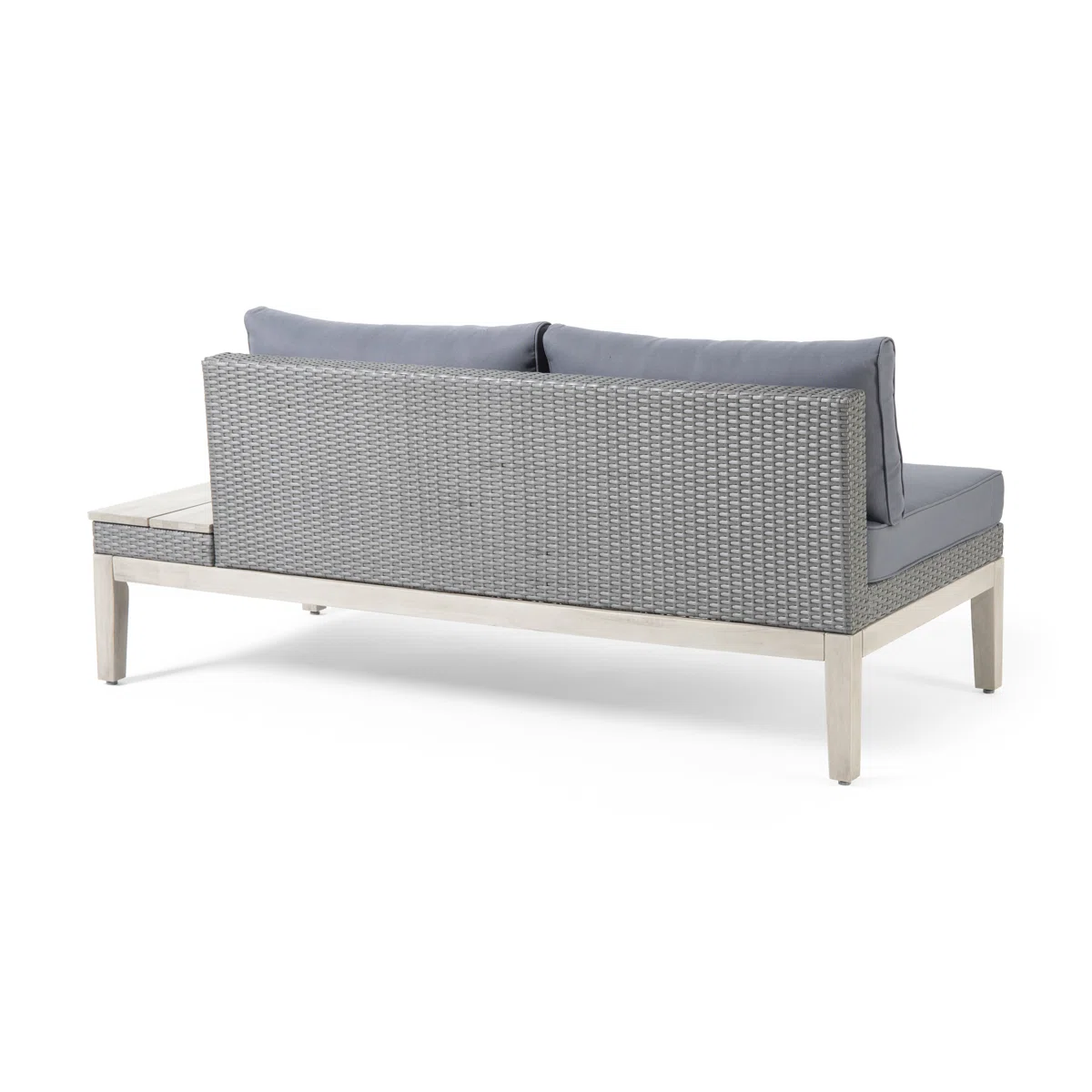 Outdoor Acacia Wood and Wicker 3 Piece Sectional Sofa Set