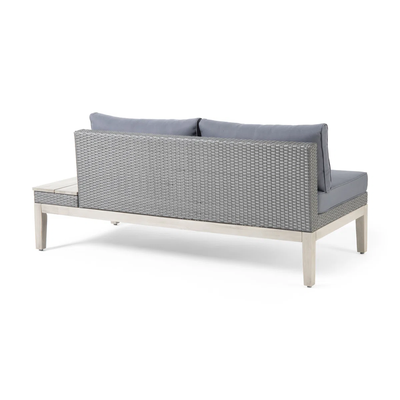 Outdoor Acacia Wood and Wicker 3 Piece Sectional Sofa Set