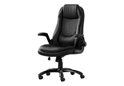 Office Chair, Adjustable Height, Swivel, Ergonomic, Armrests, Computer Desk, Work, Black Leather Look, Black Metal, Contemporary, Modern