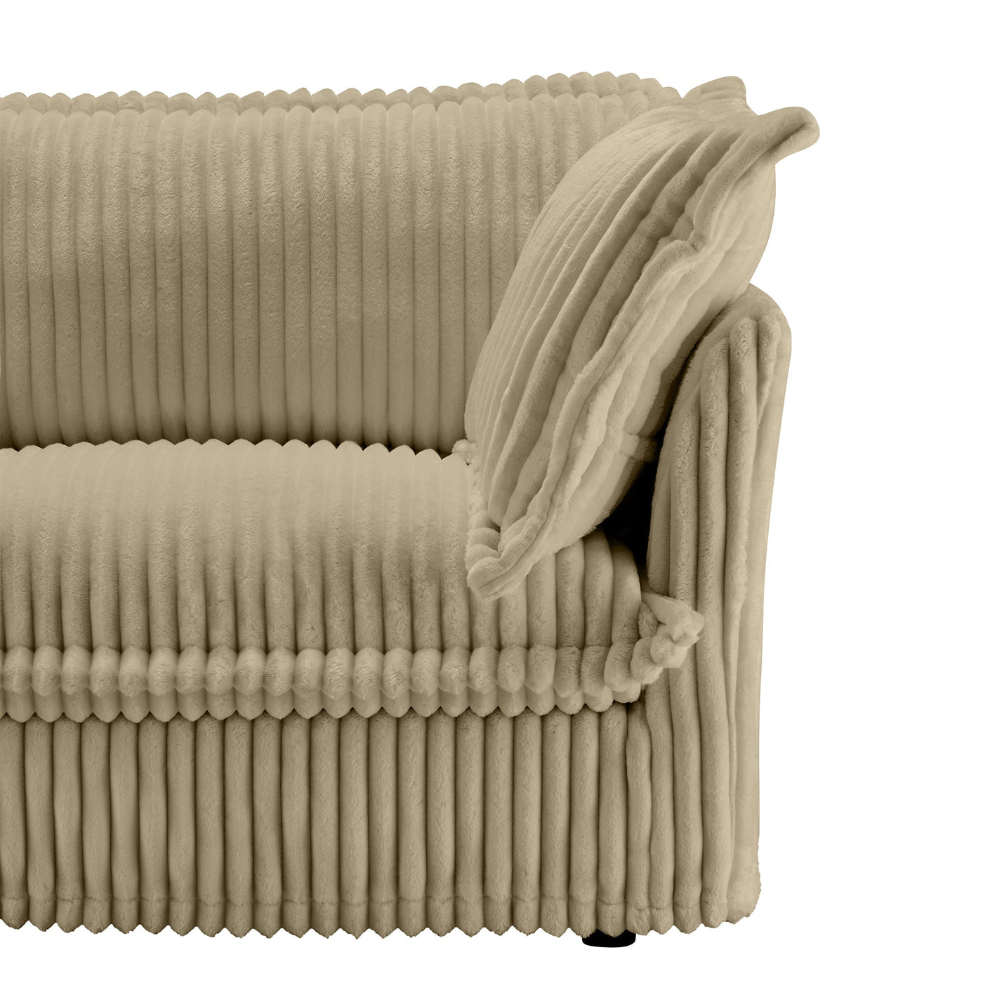 Slipcovered U Shape Sectional Deep Seat Sofa Couch, 3 Seater Sofa with French Edges Design Multiple Big Pillows, Modular Deep Seat Sectional Sofa Comfy Cloud Couch for Living Room, Apartment, Camel