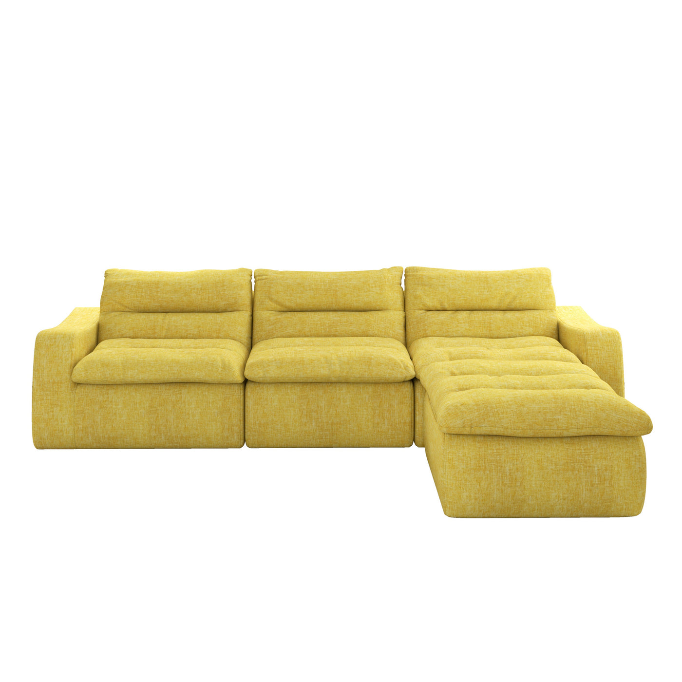 Modern Lazy Style L-Shaped Modular Combined Sofa with Comfortable Beanbag Design - Yellow