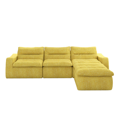 Modern Lazy Style L-Shaped Modular Combined Sofa with Comfortable Beanbag Design - Yellow