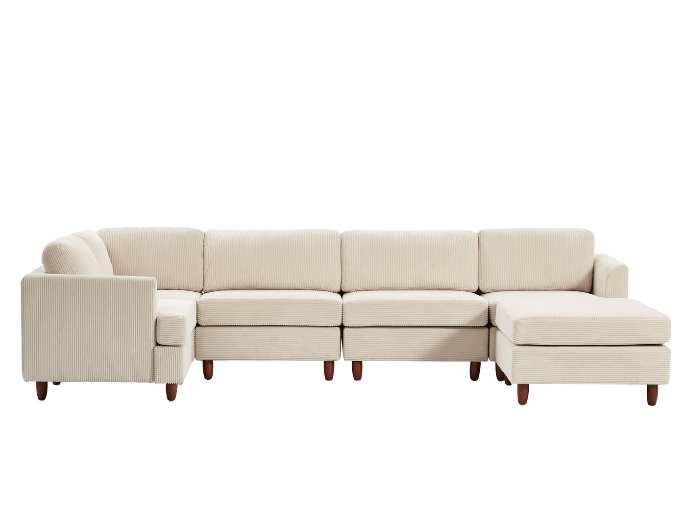 Modern Modular Sectional couch,6 Seaters Sleeper Sofa Upholstered Corduroy Free Combination Sofa(Beige)