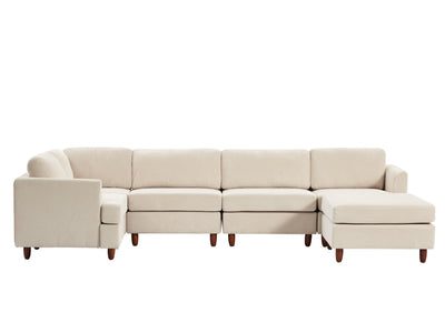 Modern Modular Sectional couch,6 Seaters Sleeper Sofa Upholstered Corduroy Free Combination Sofa(Beige)