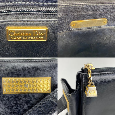 CHRISTIAN DIOR Black  Leather Adjustable Shoulder Bag Authentic Pre owned