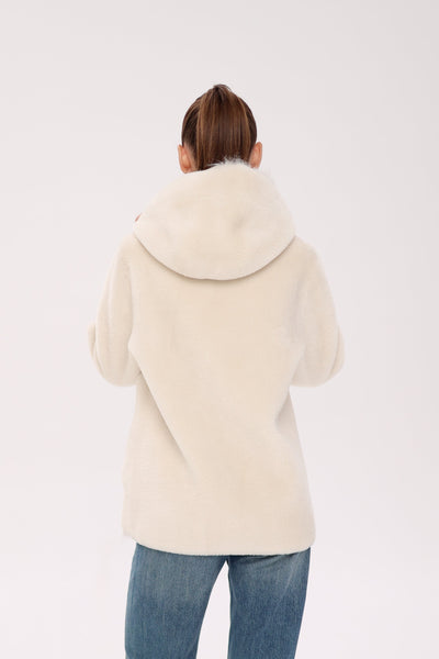 ⇆ Reversible Hooded Wool Blend Jacket