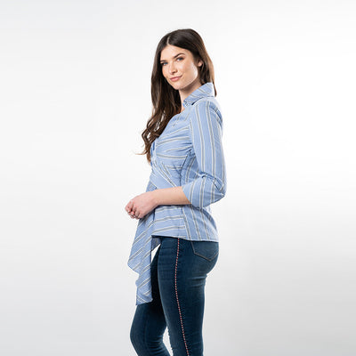 Asymmetric Hem Wrap Shirt