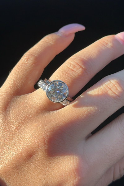 4.5ctw Round Cut Moissanite Bezel Set Solitaire Engagement Ring