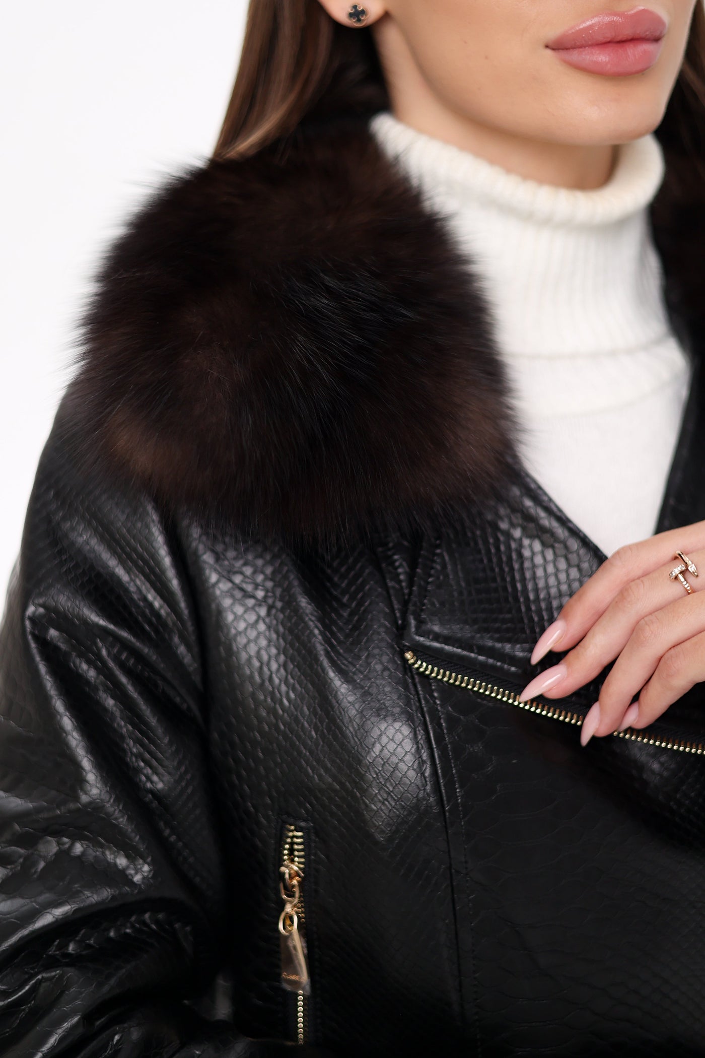 Genuine Polar Fox Real Leather Transformer Jacket