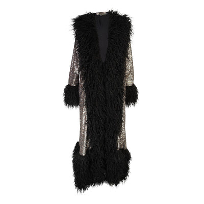 Penny Deluxe Buxom Gunmetal Faux Fur Jacket