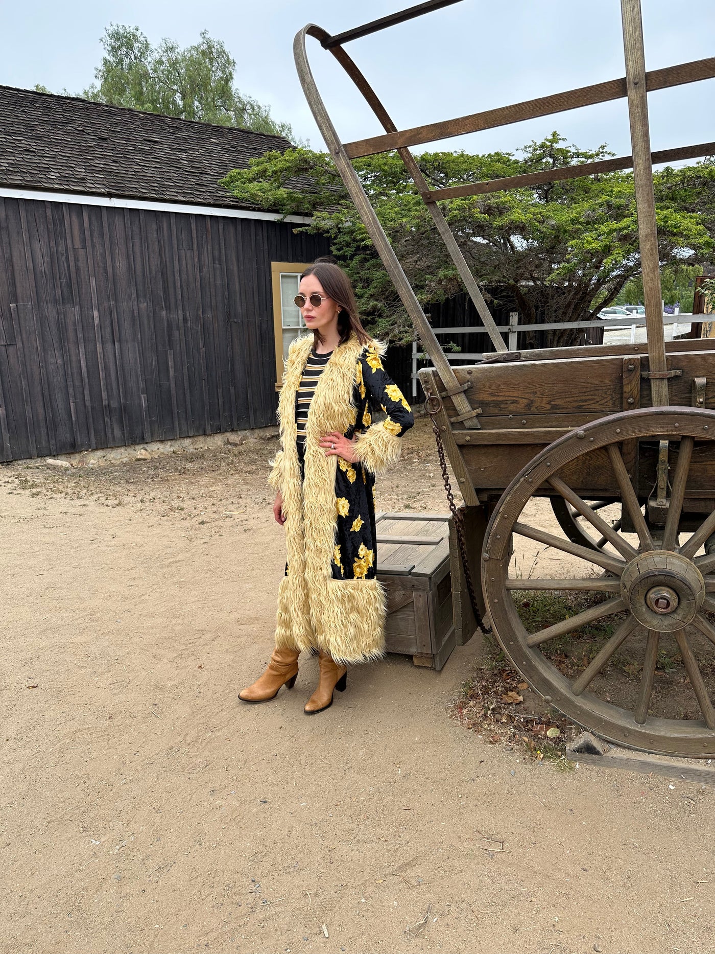 Penny Deluxe Antique Rose Tawny Faux Fur Jacket