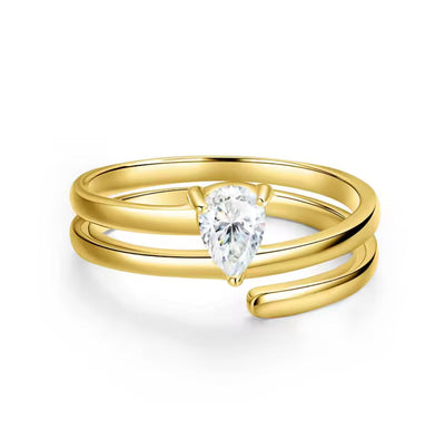 0.5ct Pear Cut Moissanite Swirl Pinky Ring