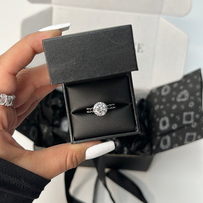 4.0ct Round Cut Moissanite Double Halo Engagement Ring
