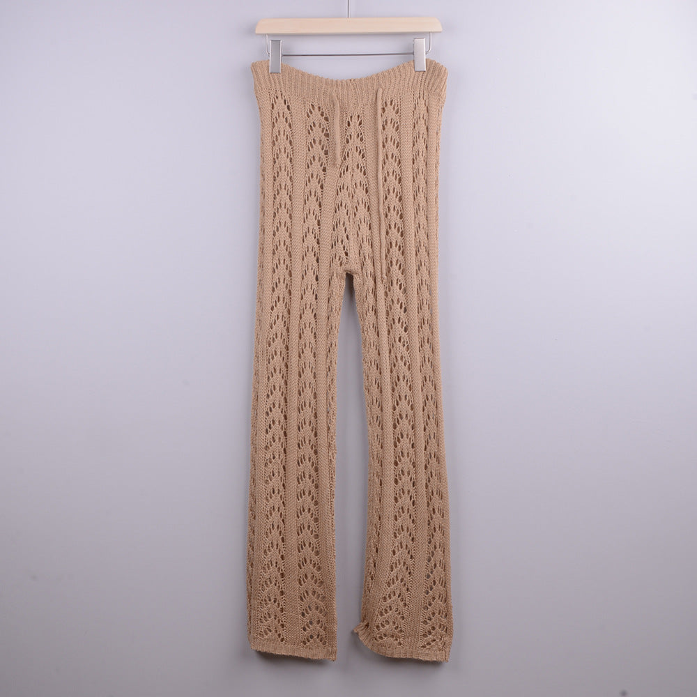 Arrival Hollow Out Hollow Out Cutout out Hand Crochet Loose Wide Trousers Vacation Beach Pants Trousers