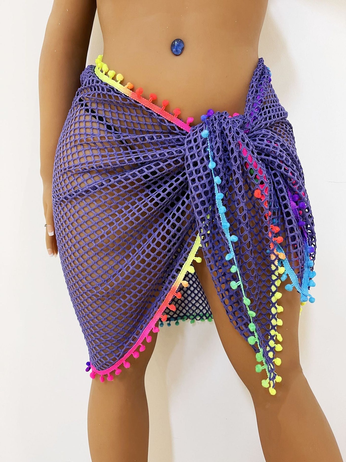 Women Beach Beach Cover Up Multiple Wear Multicolored Tassel Stitching One Piece Shawl