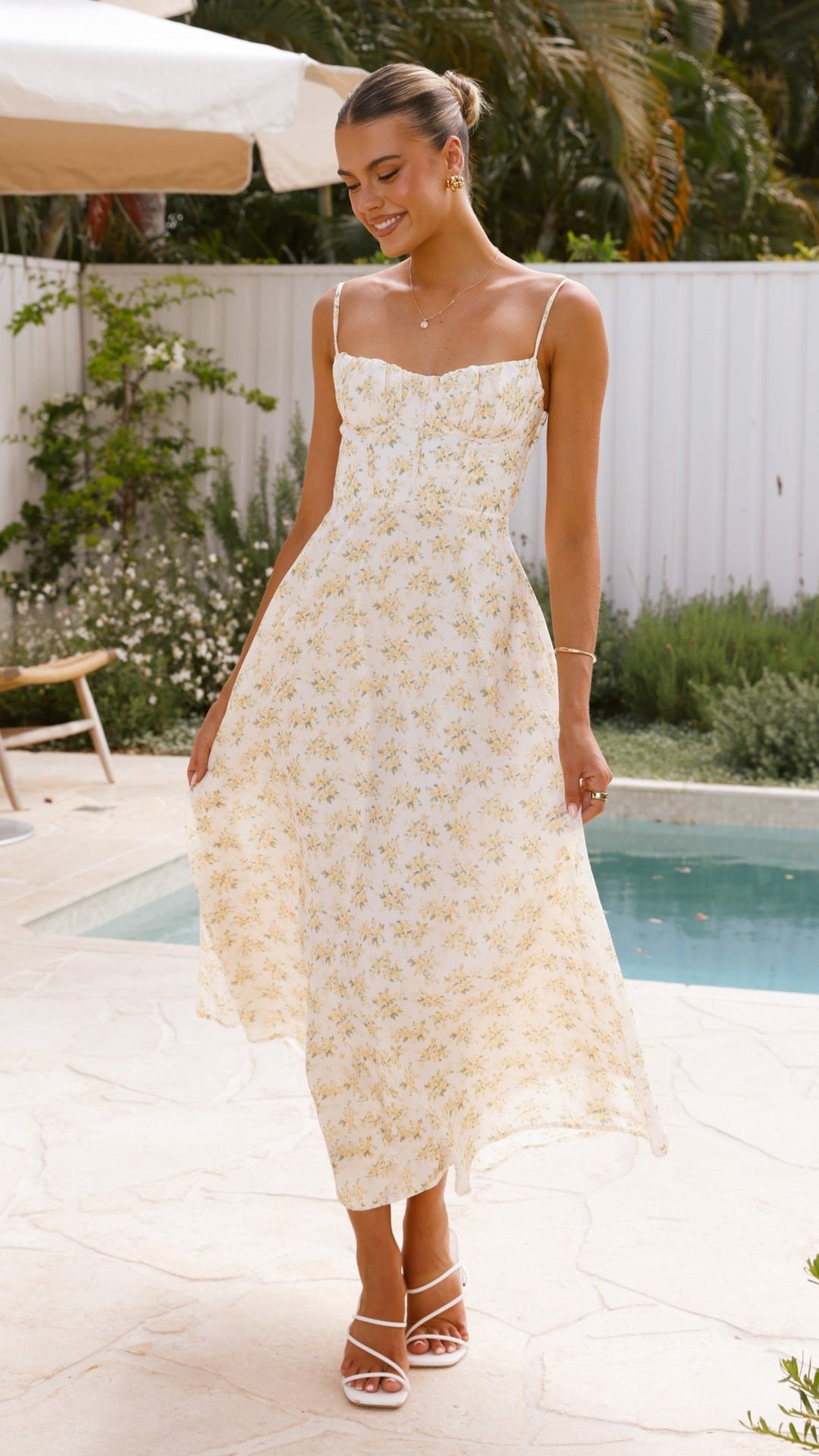 Women Clothing Floral Sexy Strap Backless Vacation Dress