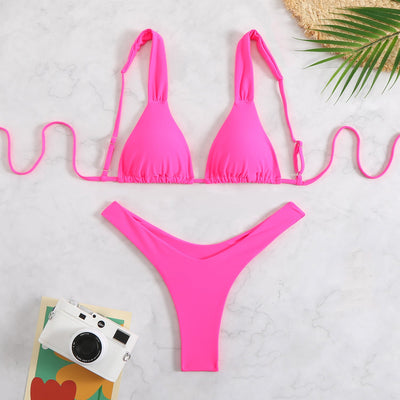 Bikini Printed Double Layer Fabric Durable High Elastic Swimsuit Women Spring Bikini