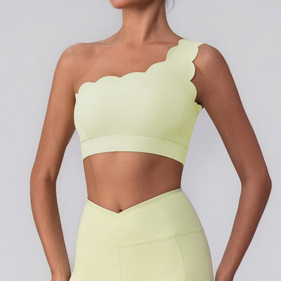 Nude Feel Lace with Chest Pad Yoga Jacket Medium Tenacity Shockproof Fitness Vest Shoulder Belt Sports Bra