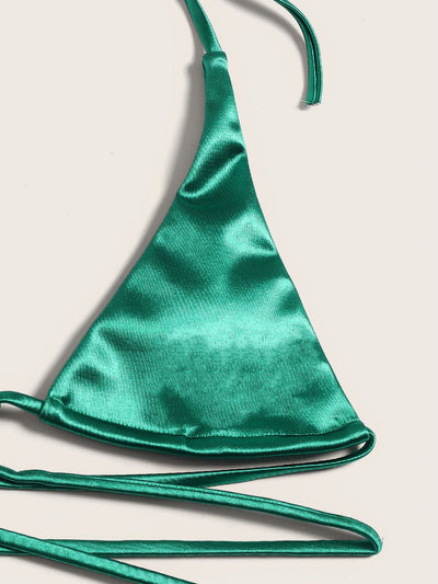 Bikini Double Bikini Sexy Swimsuit Sexy Swimsuit Women Tied Swimsuit Solid Color