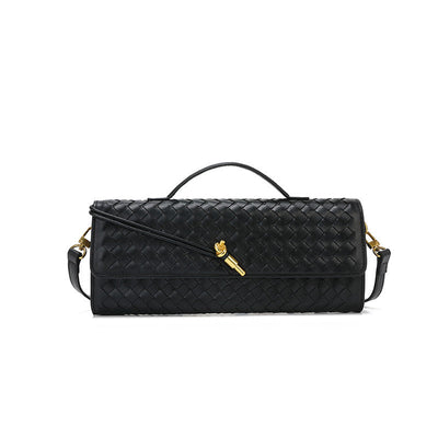 Woven Dinner Bag Soft Leather Mid Ancient Baguette Bag File Holder Horizontal Crossbody Bag Women
