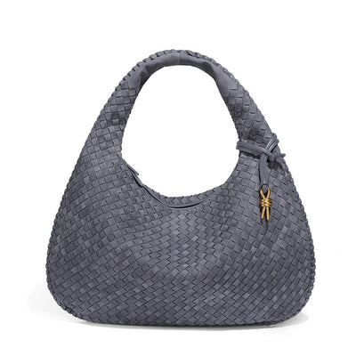 Woven Bag Dumplings Bag Hand Carry Office Underarm Bag Autumn Winter Retro Suede Surface Soft Leather