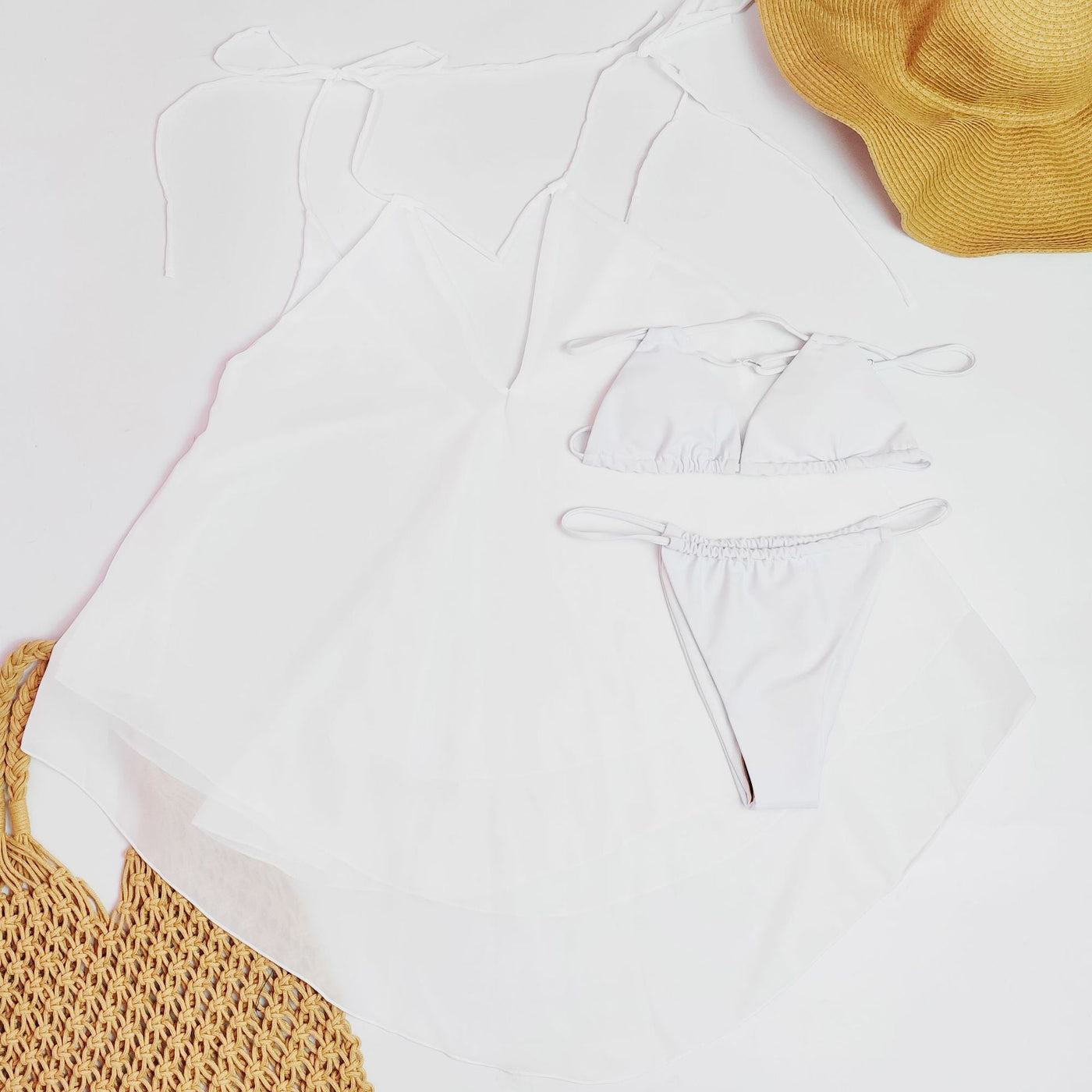 Seaside Beach Jacket Popular Chiffon Dress White Three Piece Set