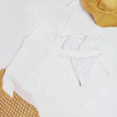 Seaside Beach Jacket Popular Chiffon Dress White Three Piece Set